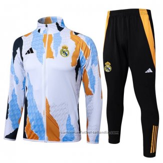 Chandal de Chaqueta del Real Madrid Nino 24/25 Blanco y Amarillo