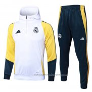 Chandal de Sudadera del Real Madrid 24/25 Blanco Amarillo