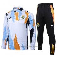 Chandal de Sudadera del Real Madrid 24/25 Blanco y Amarillo