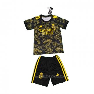 Camiseta Real Madrid Dragon Nino 24/25 Negro Oro