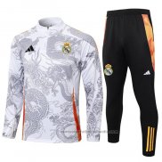 Chandal de Sudadera del Real Madrid Dragon 24/25 Blanco